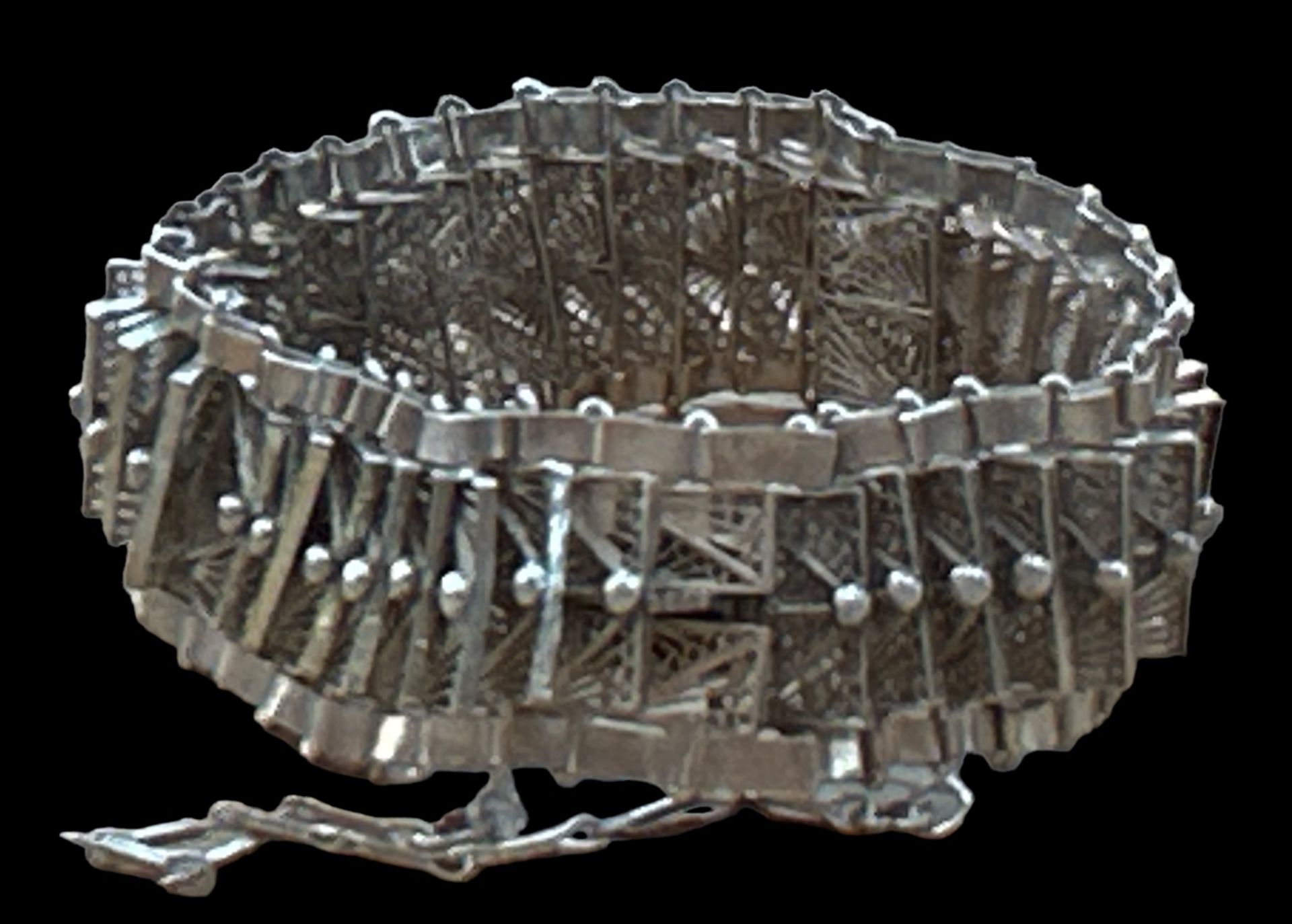 Silber-Armband mit Sicherheitskette, L-ca. 19 cm, 43,4 gr., (geprüft) - Bild 2 aus 3