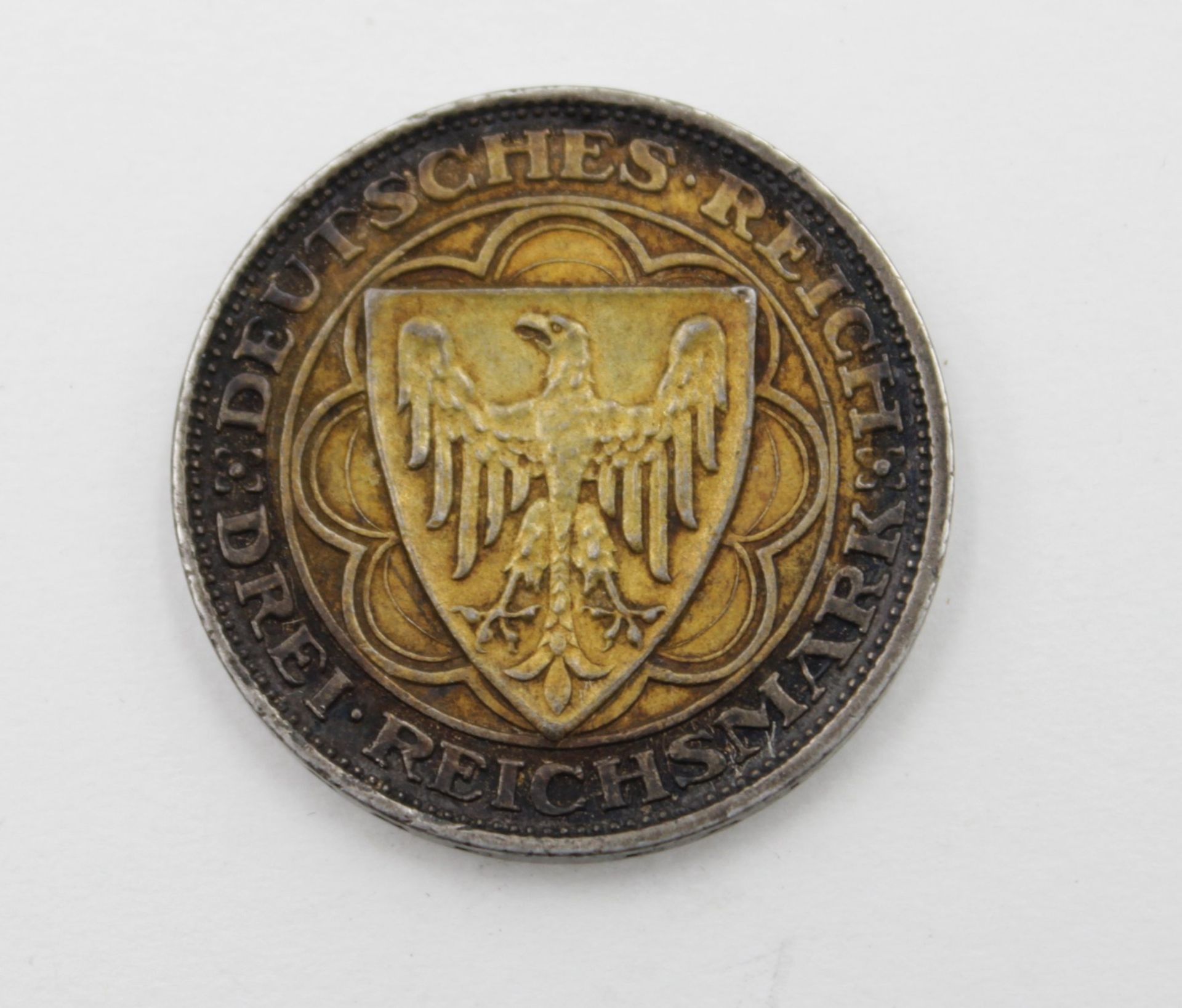 Drei Reichsmark, Deutsches Reich, 1927 A, Hundert Jahre Bremerhaven, 14,9gr., D-3cm, Altersspuren - Image 2 of 2