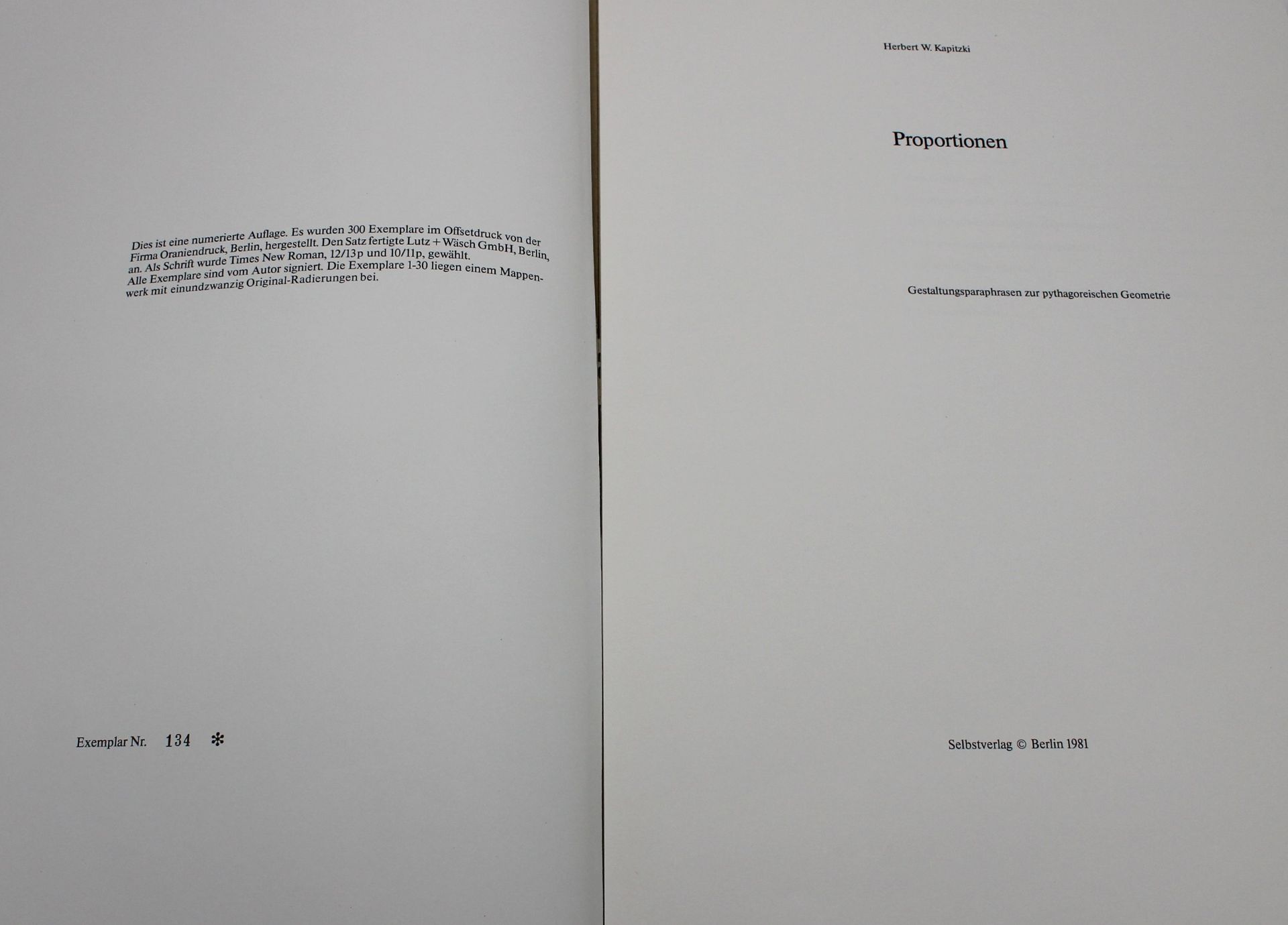 Mappenwerk, Herbert W.  Kapitzki, Proportionen, Berlin 1981, limit. Auflage Nr. 134 - Bild 2 aus 6