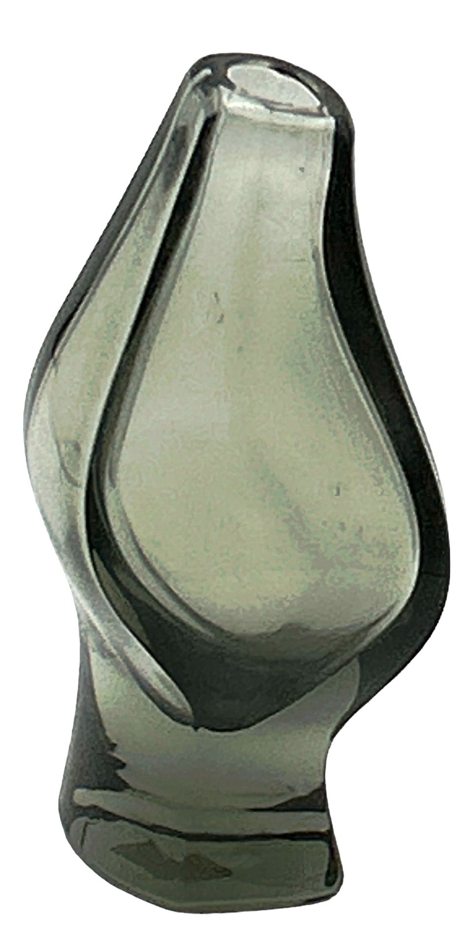 Alois Ferdinand GANGKOFNER (1920-2003) kl. asymetrische Rauchglas-Vase, H-13,5 cm