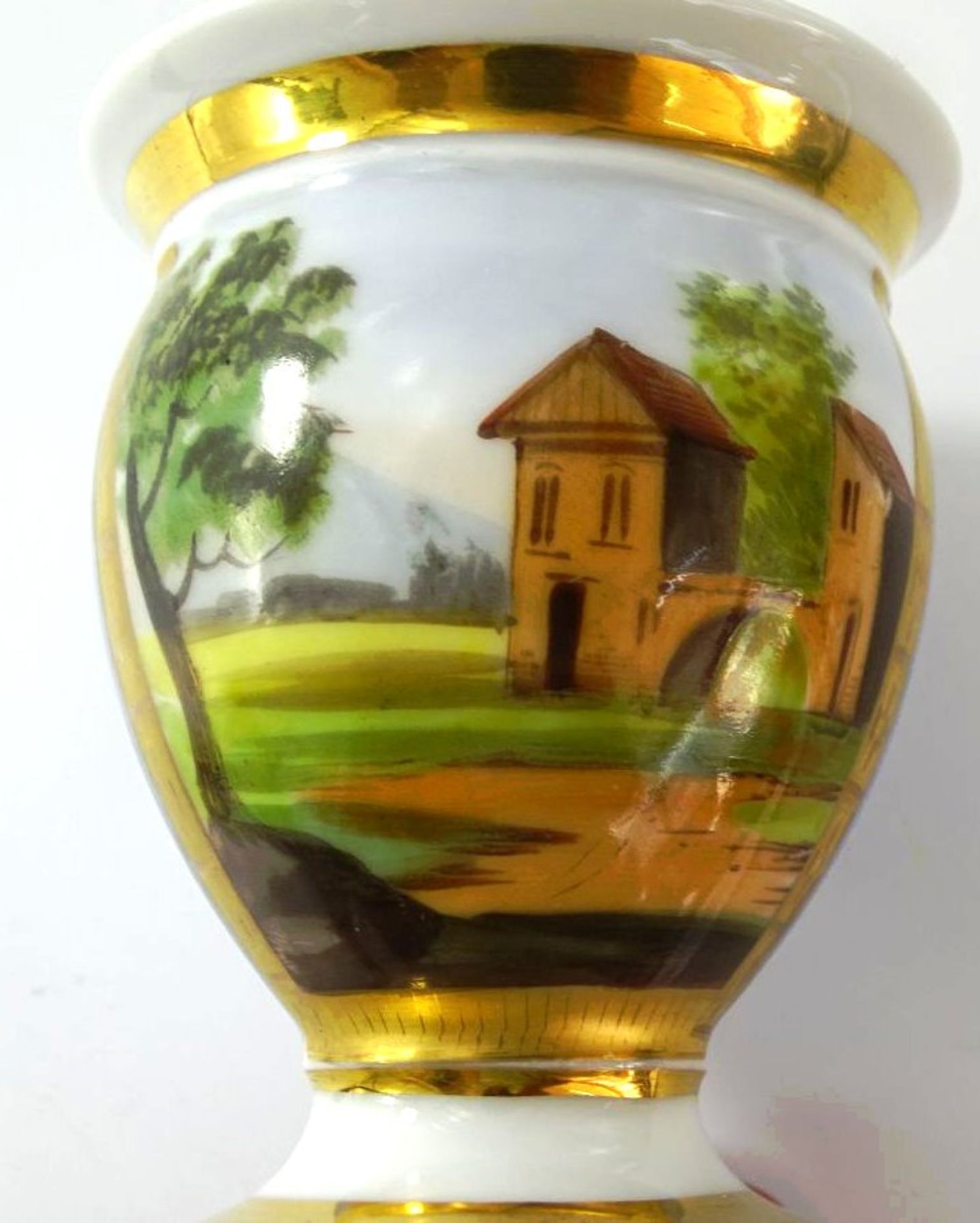frz. Biedermeier-Tasse mit U.T., Landschaftsbemalung, H-9,5 cm, - Image 4 of 5