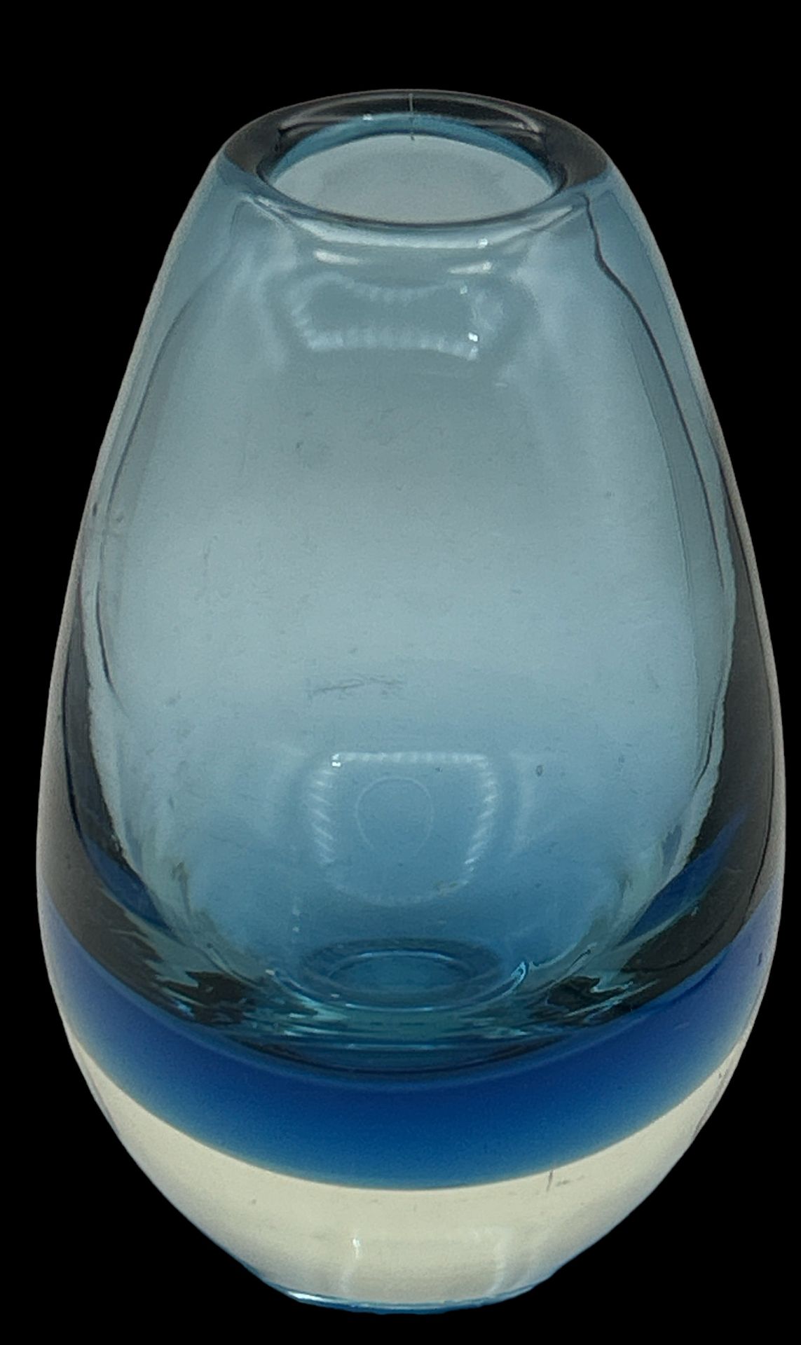 schwere runde blau/klare Murano-Vase, H-21 cm - Image 2 of 3