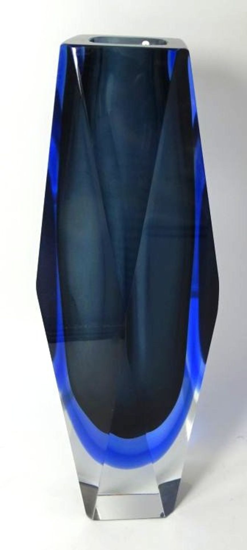 hohe, schwere Murano Vase, blau/klar, H-30 cm - Bild 2 aus 5