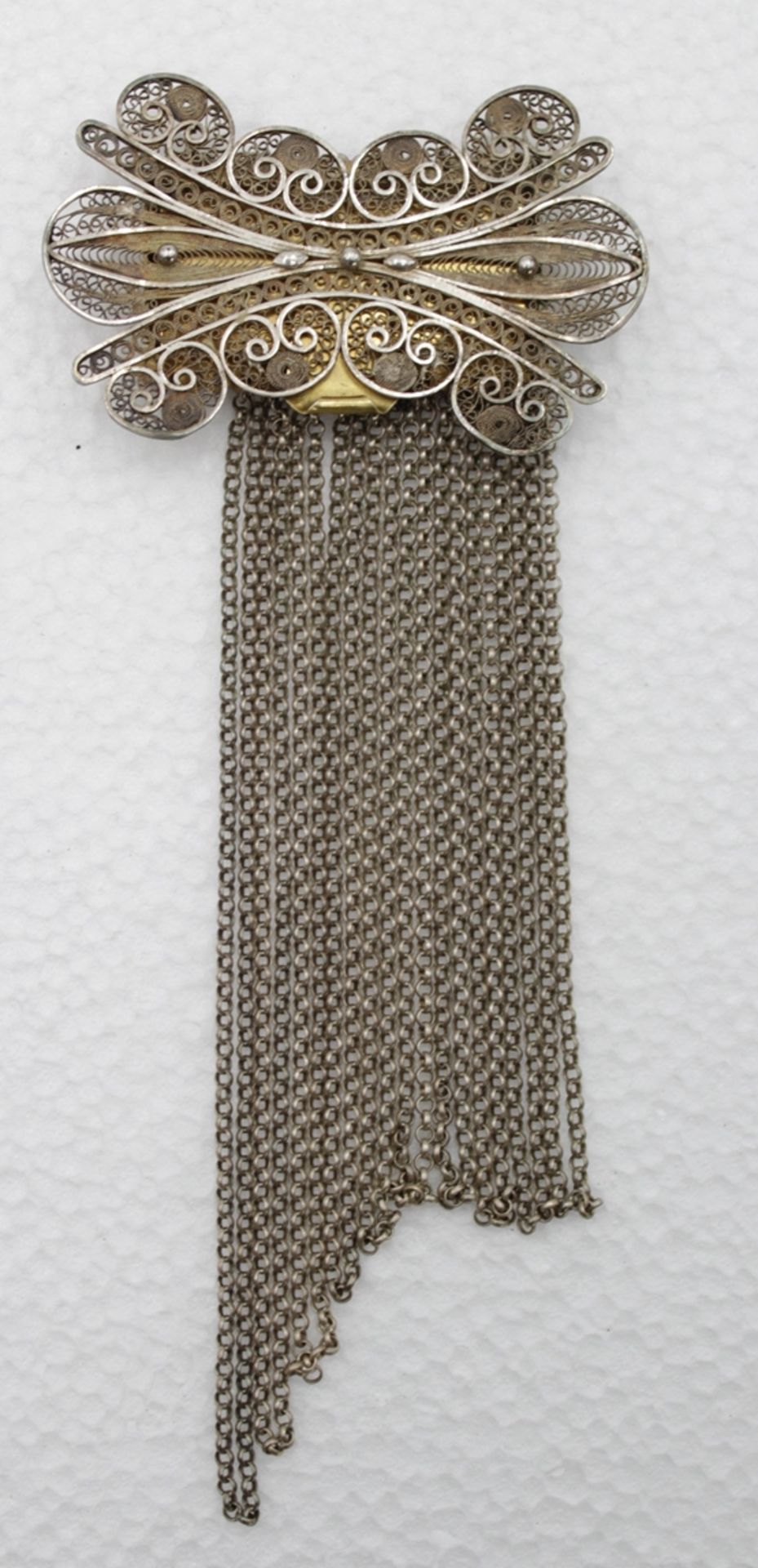 Kropfband, filigran gearbeitet , Silber (gepr.), 84,7gr., L-34cm H-8,5cm.