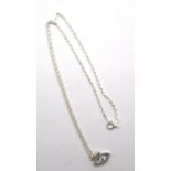 Halskette, 925er Silber mit kl. Anhänger, dieser mit klarem Stein, 1,9gr., L-40cm Anh. L-1cm.