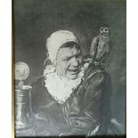 Kunstdruck (Litho) nach Frans Hals "Malle Babbe" ger/Glas, RG 27x23 cm