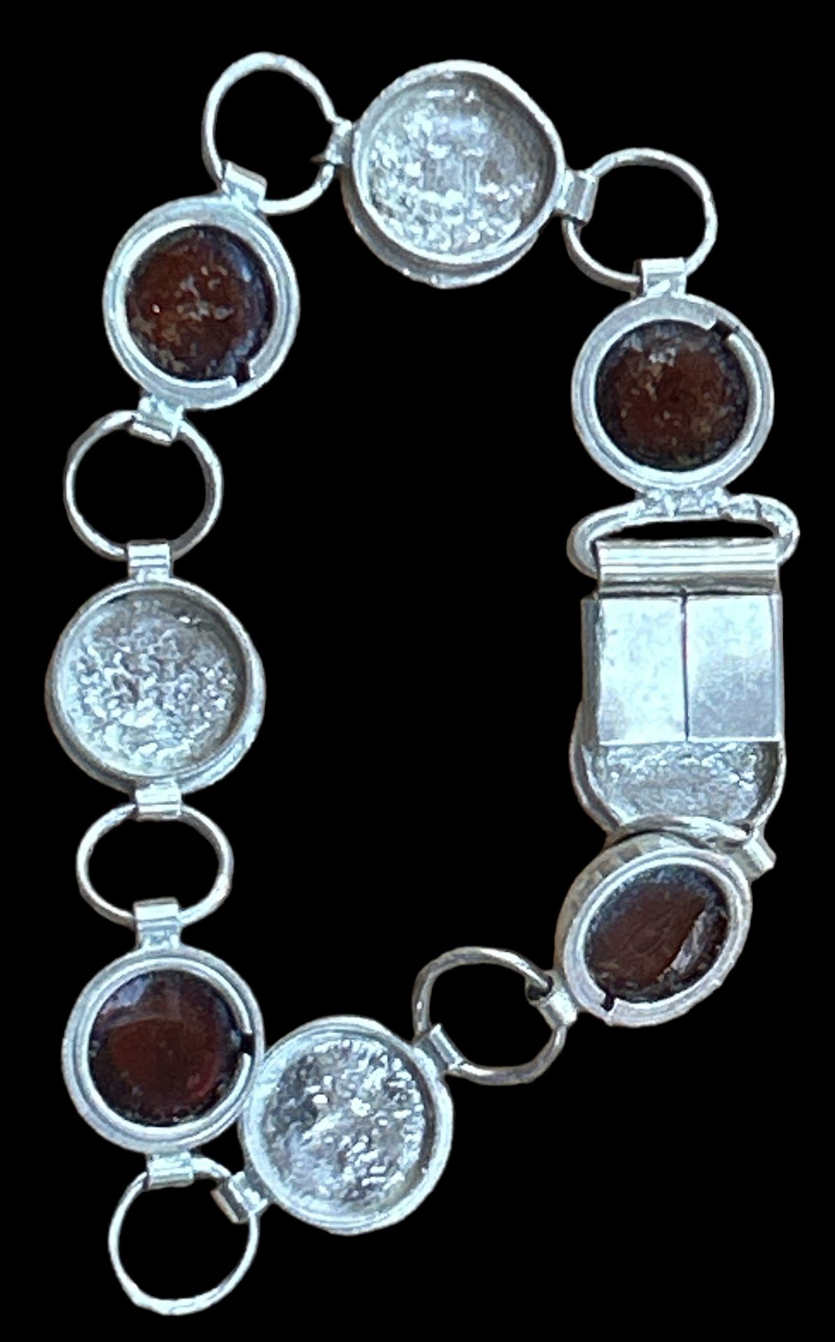 Silber-Armband  mit 4 Bernsteinen, L-19 cm, 21,2 gr. - Bild 2 aus 2