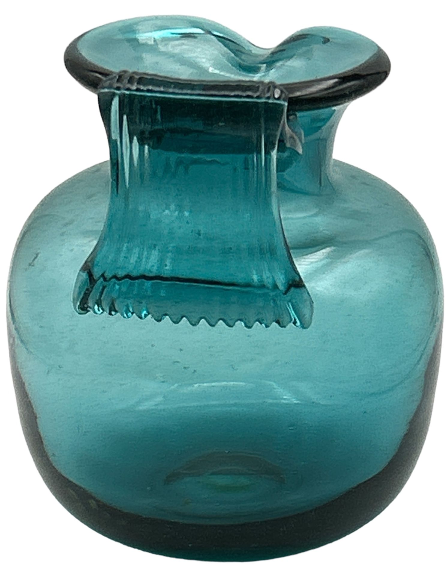 gr. Kunstglas-Krug, türkis, Handarbeit, H-18 cm, T-14 cm - Bild 2 aus 3