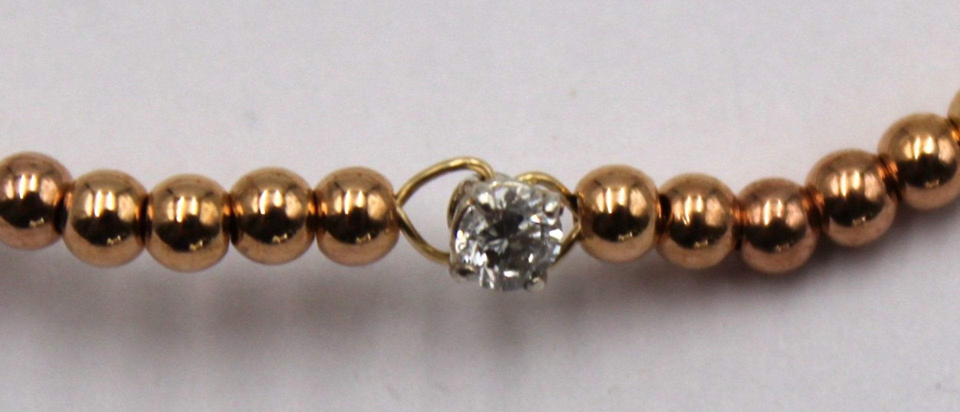 vergoldetes Armband mit kl. Diamant (0,14ct), ca. L-8cm. - Bild 2 aus 3