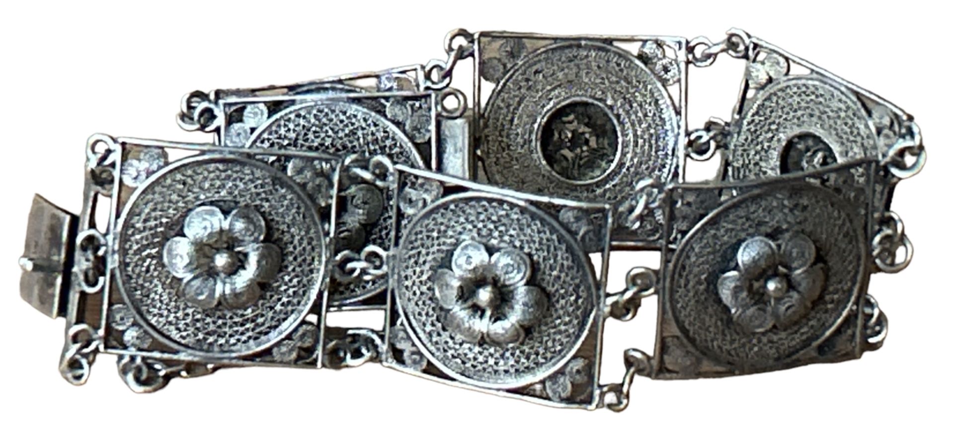 Filigranes Silber-Armband -800-  mit Sicherheitskette, L-ca. 18 cm