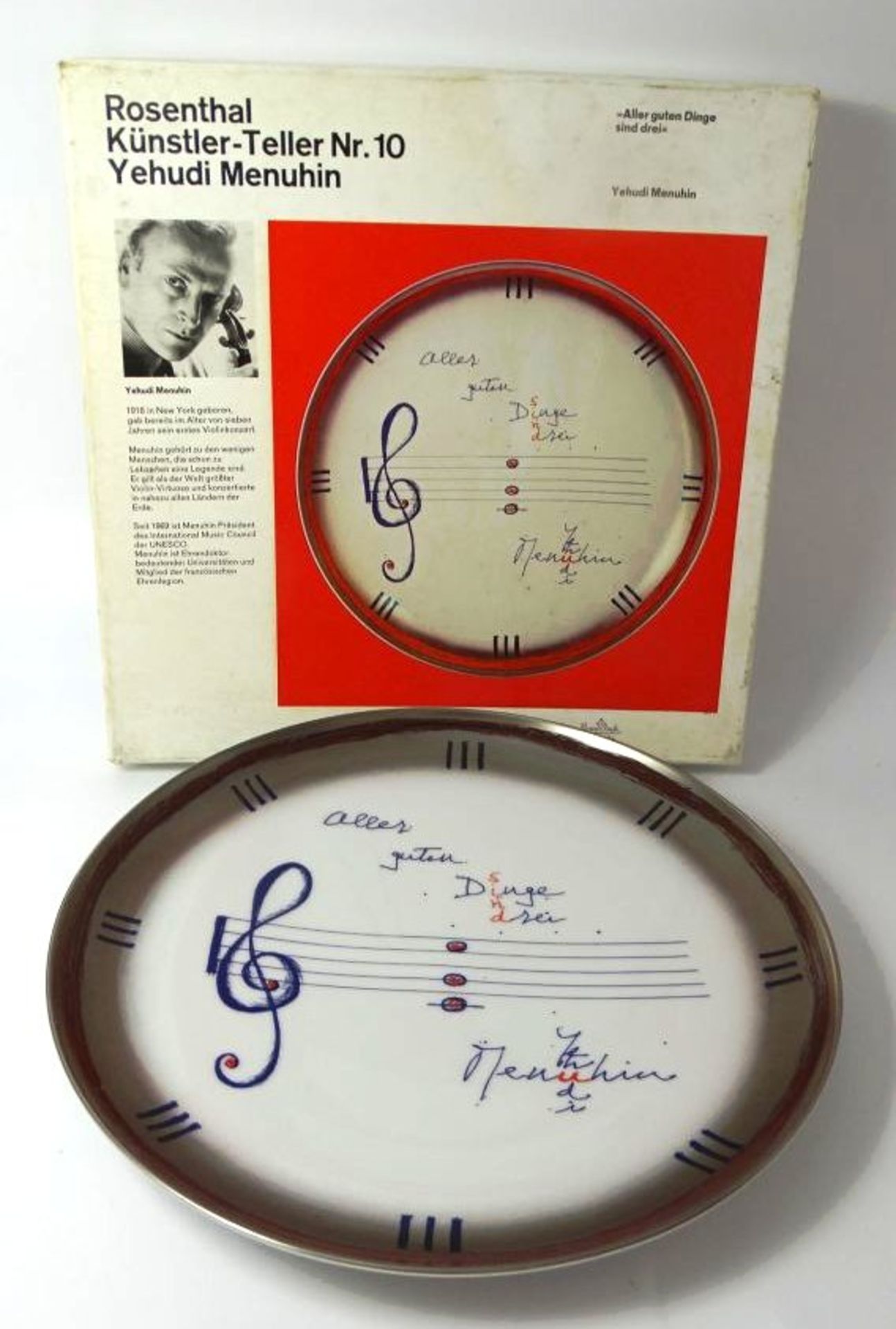 Rosenthal Künstlerteller Nr.10 in OVP, Yehudi Menuhin, D-26 cm, l.imitiert