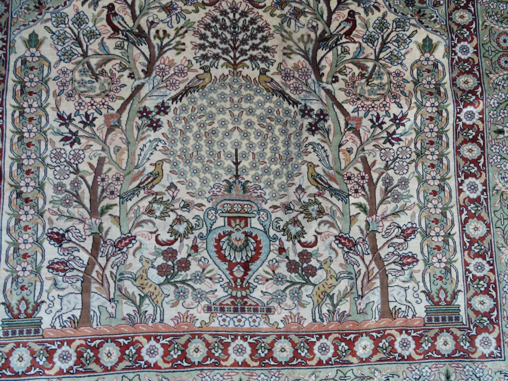 persischer kleiner Seidenteppich, wohl Hereke, 95x75 cm ohne Fransen - Image 3 of 7