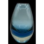 schwere runde blau/klare Murano-Vase, H-21 cm