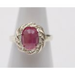 925er Silber-Ring. mit Rubin, ca. 2,34ct, 2,4gr., RG 47