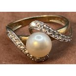 Goldring-375- mit Perle, RG 63, 3,5 gr.