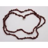 Granat-Splitter-Halskette, Silberschließe, L-90cm