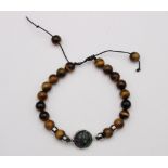 Armband, Tigerauge und Achat?, ca. D-7cm