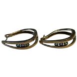 Paar Ohrstecker, Gold-375- mit 3 Farbsteinen, 6,7 gr