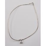 925er Halskette mit Anhänger, klarer facett. Stein, L-41cm, Anh. L-1,5cm, zus. 12,8gr.