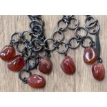 Silbercollier mit Karneol-Steinen, ca. 40 gr.