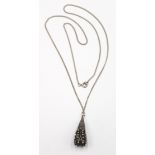 filigraner Silber-Anhänger an 835er Kette, 7,5gr., ca. L-54cm,Anh. L-3,5cm