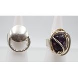 2x div. Silber-Design-Ringe, geprüft, 1x offen Scheine 1x RG 63, zus. 25,8gr.