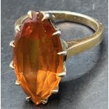 Silberring vergoldet mit orangenen Stein, RG 50, 5,6 gr.