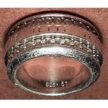 Silberring-925-, umlaufend "Jette" beschriftet, klare Steine, RG 51, 15,2 gr.