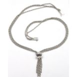 mehrreihige Collier-Kette, 835er Silber, 3 Saphire, 14,6gr., L-40cm
