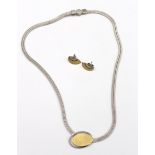 925er Silber-Set, Halskette und passende Ohrstecker, zus. 22,3gr., L-40cm und 1,5cm