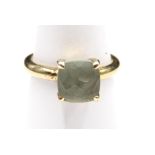 925er Silber-Ring, vergoldet, Prehnit, 5,2gr., RG 63