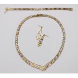 Schmuckset, Italien, 925er Silber, tricolor, zus. 53,4gr., L-42cm, L-18cm u. L-3,5cm