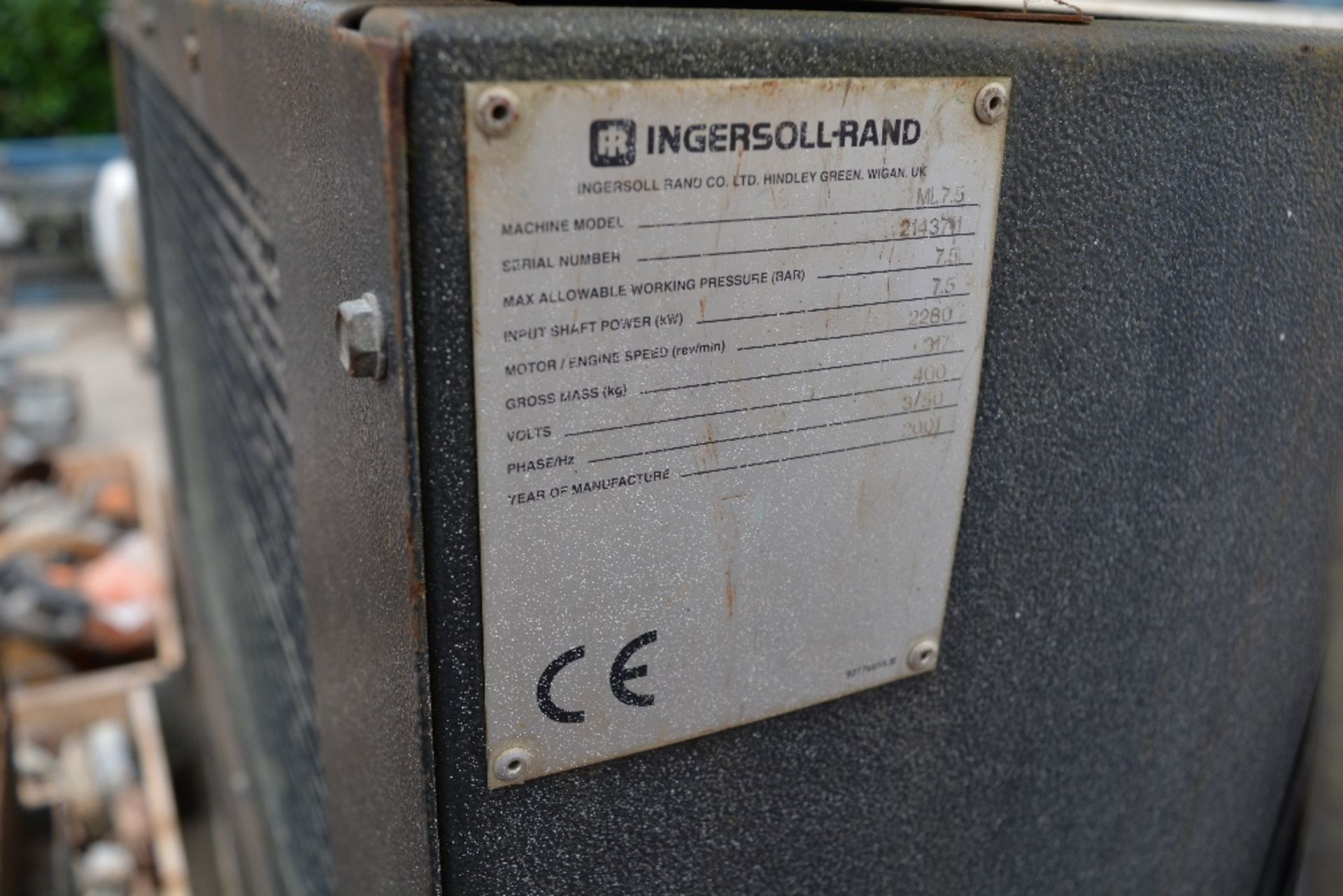 INGERSOLL RAND ML7.5 415V WORKSHOP COMPRESSOR (YEAR 2001), C/W 272L AIR TANK, *WORKING WHEN REMOVED, - Image 4 of 5