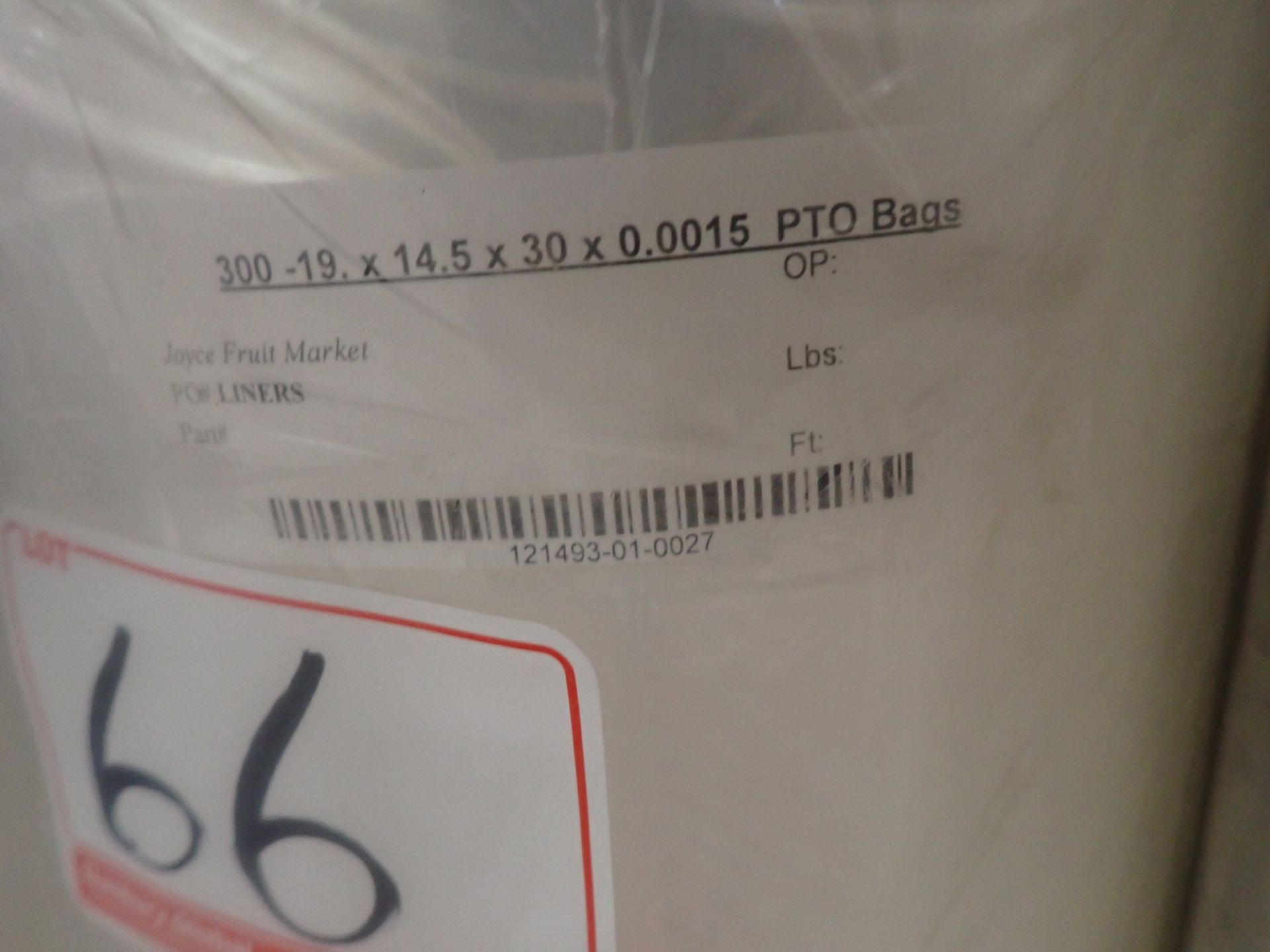 LOT - PLASTIC 19 X 14.5 X 30 X 0.0015 PTO BAGS (9 ROLLS) - Image 2 of 2