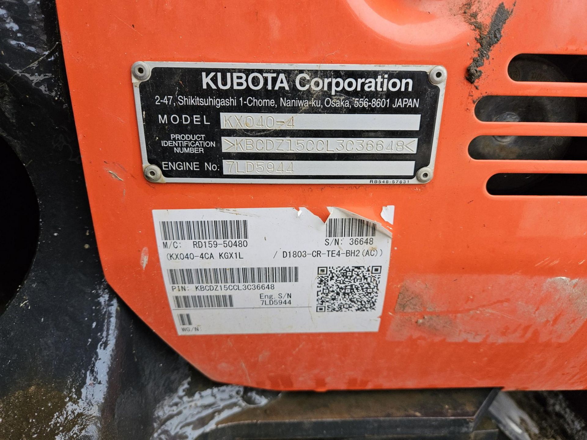 2019 KUBOTA KX040-4, 4 TON CAPACITY MINI CRAWLER EXCAVATOR, S/N 36648 (1,525 HRS) C/W KUBOTA MODEL - Bild 7 aus 10
