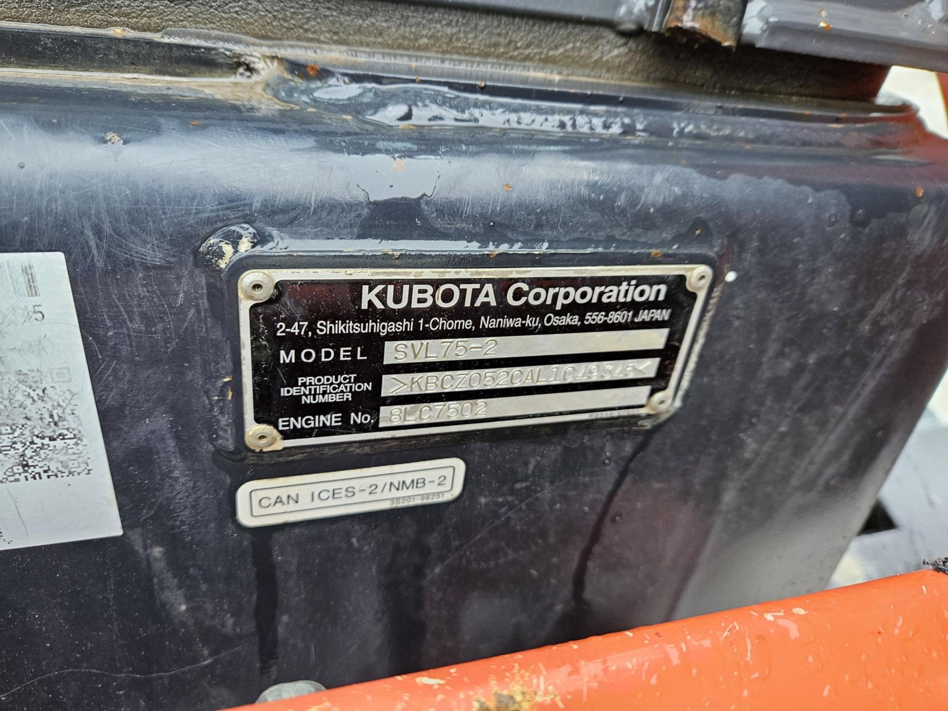 2019 KUBOTA SVL75-2 TRACK SKID STEER LOADER, S/N 49345 (1,507 HRS) C/W KUBOTA S6612 72" BUCKET - Image 6 of 6