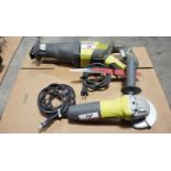 LOT - RYOBI ELECTRIC SAWZALL & GRINDER