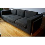 STYLE GARAGE 3-SEAT CHARCOAL GREY UPHOLSTERED SOFA (85"W X 36"D X 25"H)
