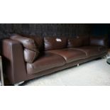 RESTORATION HARDWARE 4-SEAT BROWN LEATHER COUCH (COST NEW $12,000) (131"W X 34"D X 27"H)
