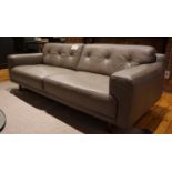 EQ3 REMI 2-SEATER GREY COLORED LEATHER COUCH (87"W X 36"D X 32"H)