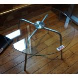 ROUND GLASS COFFEE TABLE W/ CHROME BASE (26" X 16"H)