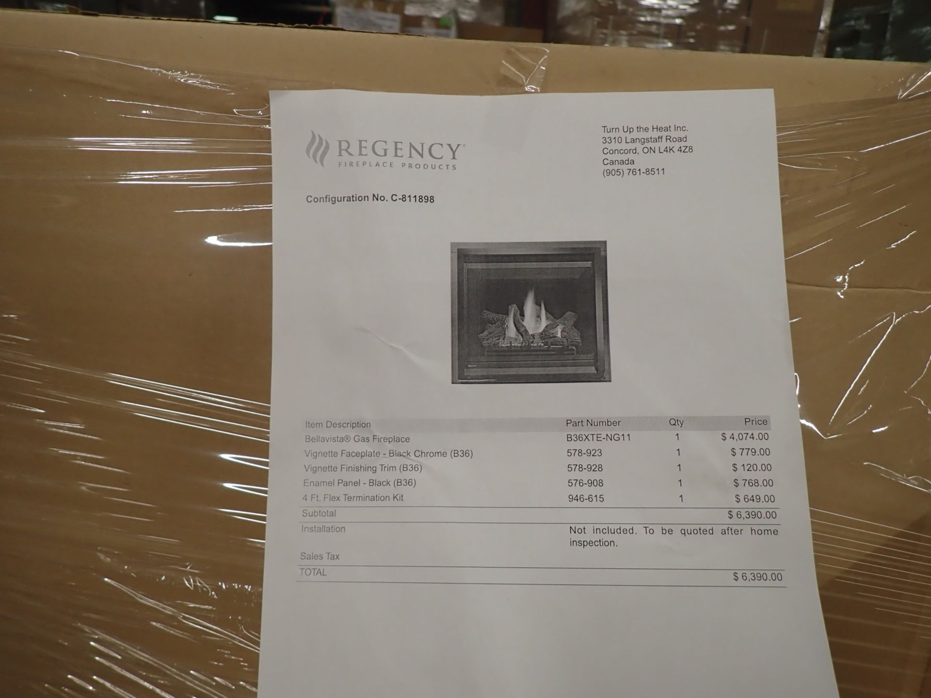 REGENCY BELLAVISTA GAS FIREPLACE W/ FACEPLATE, FINISHING TRIM, ENAMEL PANEL AND TERMINATION KIT ( - Image 3 of 3