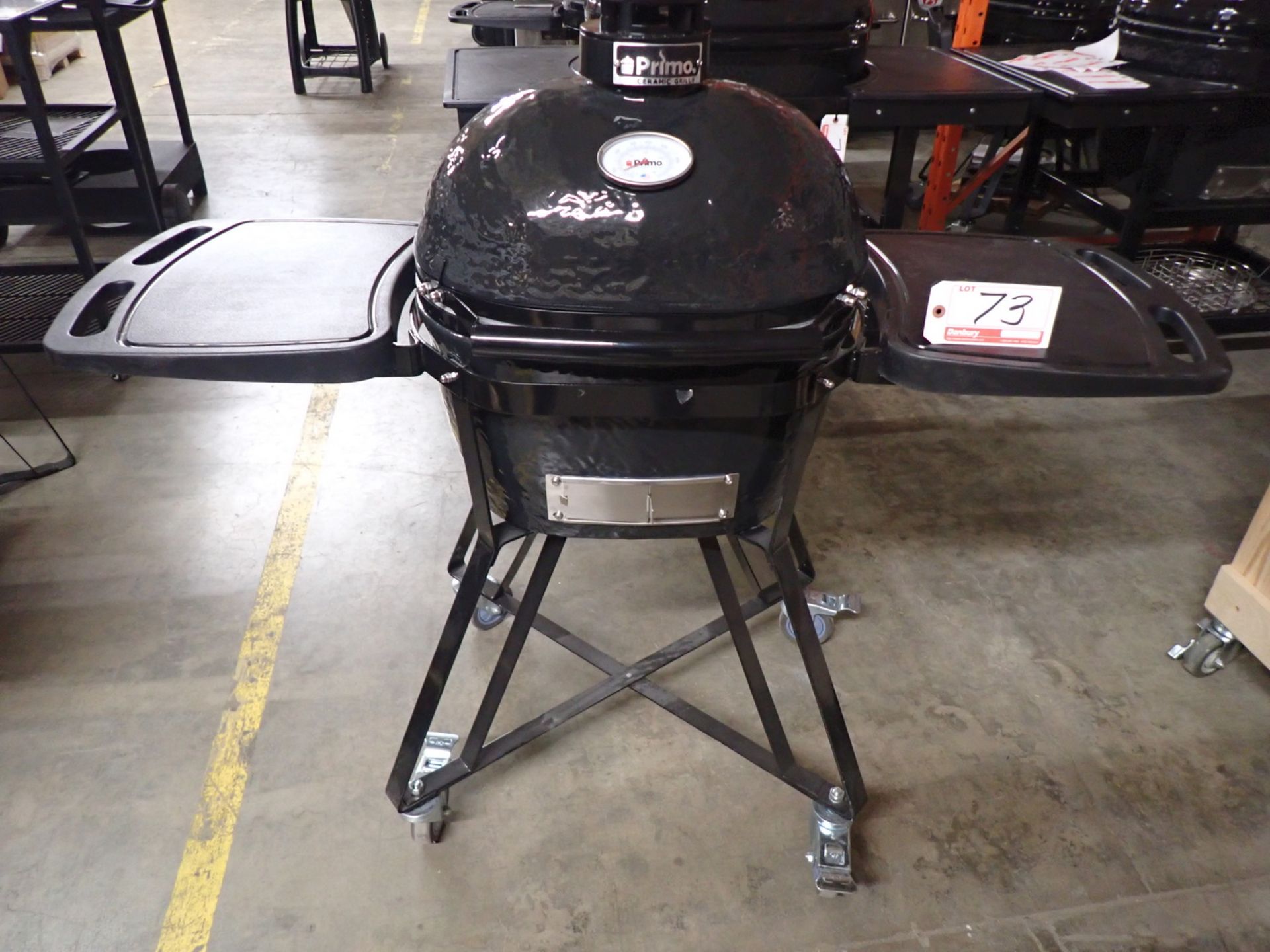 PRIMO PR7400 OVAL JUNIOR 200 ALL-IN-ONE CERAMIC CHARCOAL GRILL / SMOKER W/ PORTABLE STAND (MSRP $2,