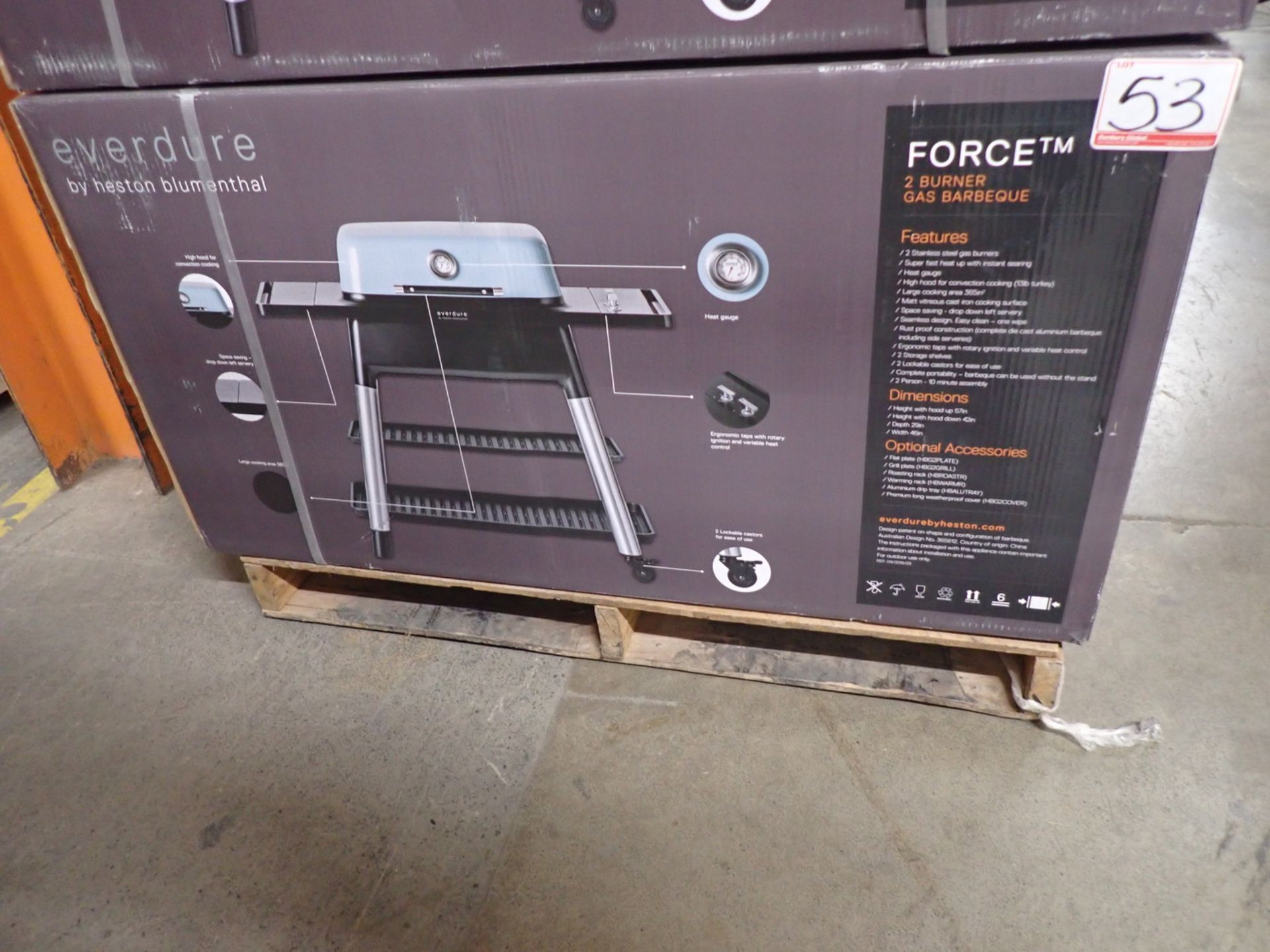 EVERDURE FORCE (HBG2BUS) BLACK 2-BURNER PROPANE BBQ W/ CART (NEW IN BOX) (MSRP $ 1,360)