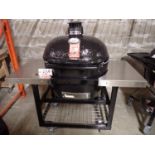 PRIMO PGCXLH OVAL X-LARGE CERAMIC EGG CHARCOAL GRILL & SMOKER C/W S/S TOP & PORTABLE TABLE (MSRP $