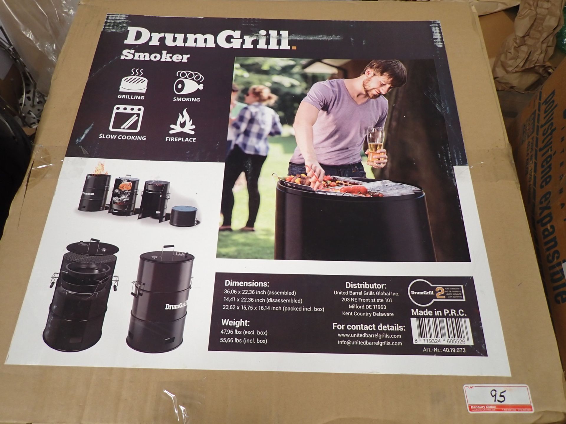 UNITED BARREL DRUM GRILL SMOKER (NEW IN BOX)