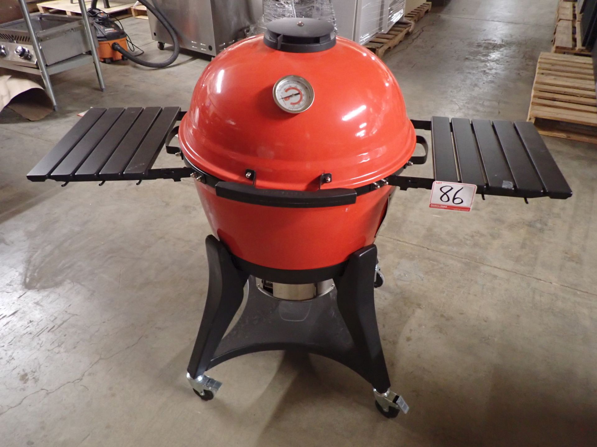 KAMADO JOE KETTLE JOE 22" CERAMIC ALL-IN-ONE CHARCOAL GRILL / SMOKER C/W CART & SHELVES (NEW IN BOX)