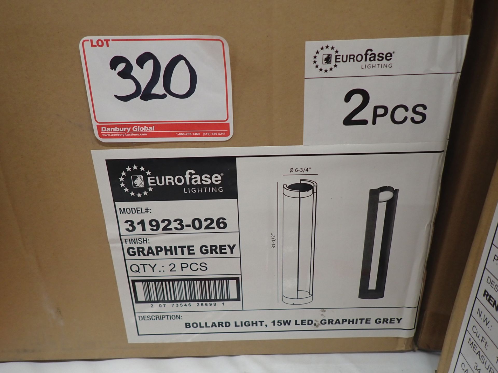 EUROFASE LIGHTING BOLLARD LIGHT X 2, 15W LED, GRAPHITE GREY (RETAIL $595.99 EA)