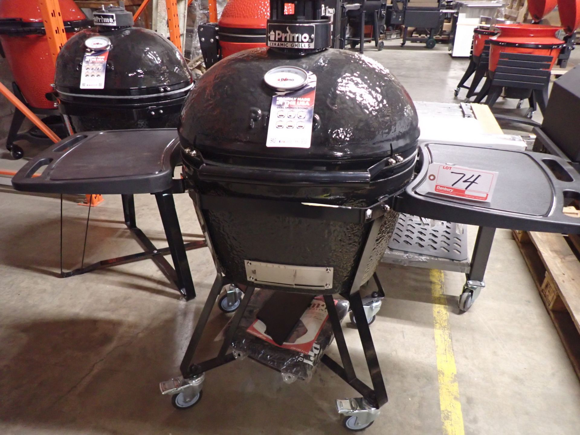 PRIMO PGCLGC OVAL LARGE ALL-IN-ONE CERAMIC CHARCOAL GRILL / SMOKER W/ HEAVY DUTY STAND (MSRP $2,