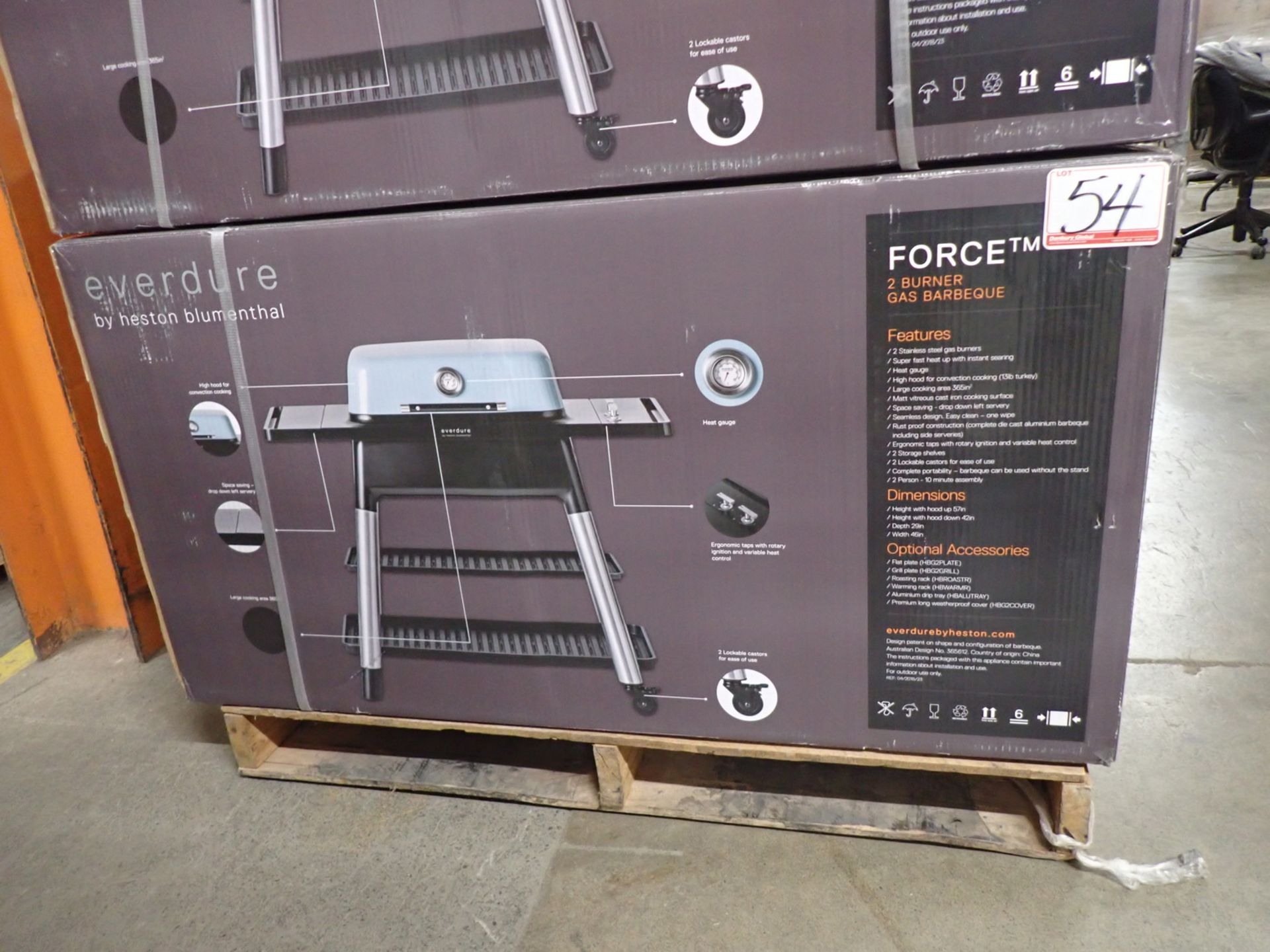 EVERDURE FORCE (HBG2BUS) BLACK 2-BURNER PROPANE BBQ W/ CART (NEW IN BOX) (MSRP $ 1,360)